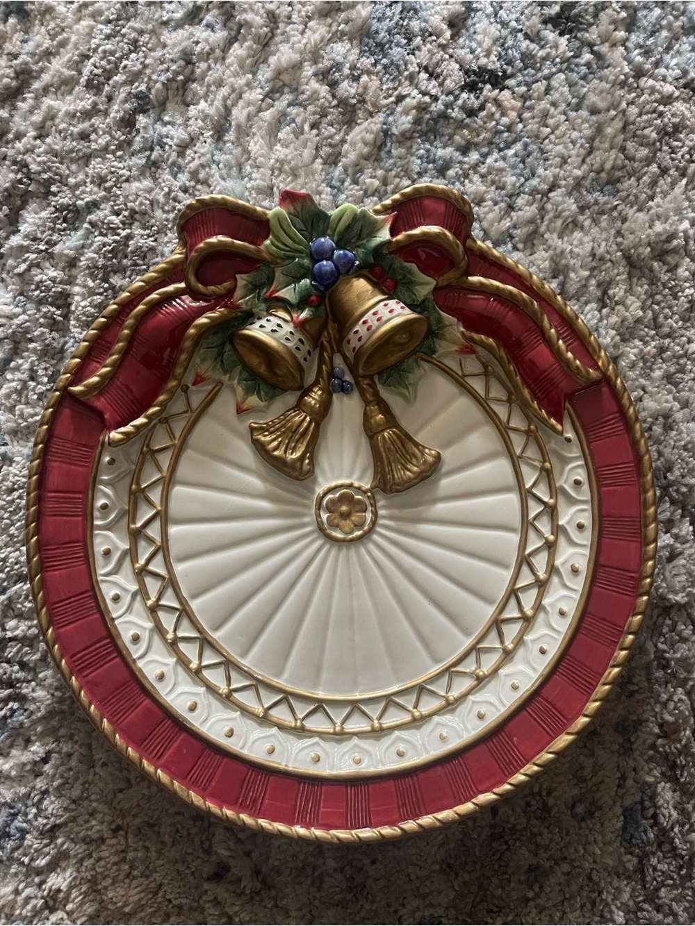 Fitz & Floyd Christmas Deer Canapé Plate 91/2 in